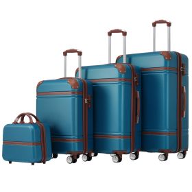 Hardshell Luggage Sets 4 Pieces 20"+24"+28" Luggages and Cosmetic Case Spinner Suitcase with TSA Lock Lightweight
