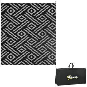 Outsunny Reversible Outdoor Rug, 8' x 10' Waterproof Plastic Straw Floor Mat, Portable RV Camping Carpet with Carry Bag, Large Floor Mat for Backyard