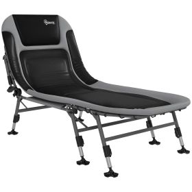 Outsunny Camping Cot for Adults, Folding Bed with Soft Padded Cushions & Headrest, 180° Adjustable Reclining Lounger (Color: as Pic)