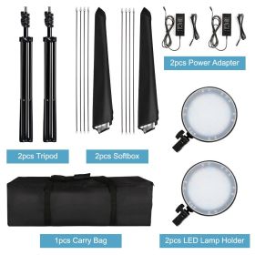 Photography 50x70CM Four Lamp Softbox Kit With 8pcs Bulb Soft Box Accessories Tripod Stand For Professional Photo Studio Video (Color: LED Softbox Kit)