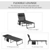 Outsunny Reclining Chaise Lounge Chair, Portable Sun Lounger, Folding Camping Cot, with Adjustable Backrest and Removable Pillow, for Patio, Garden