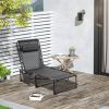 Outsunny Reclining Chaise Lounge Chair, Portable Sun Lounger, Folding Camping Cot, with Adjustable Backrest and Removable Pillow, for Patio, Garden