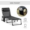 Outsunny Reclining Chaise Lounge Chair, Portable Sun Lounger, Folding Camping Cot, with Adjustable Backrest and Removable Pillow, for Patio, Garden